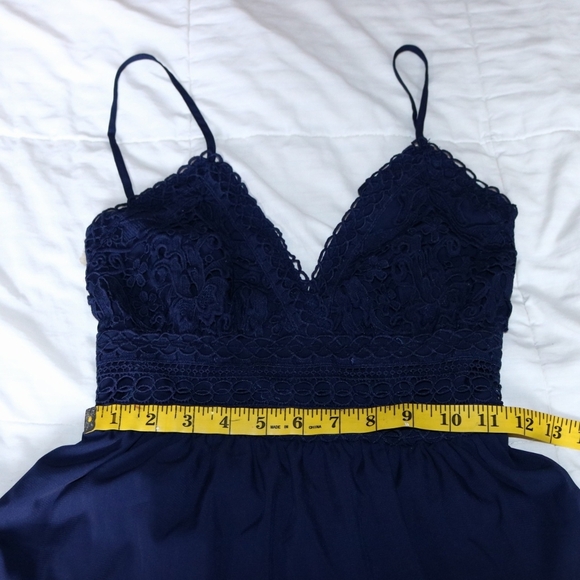 Navy Blue Spaghetti Strap Ruffle Mini Dress with Bow back, Small - Picture 10 of 12